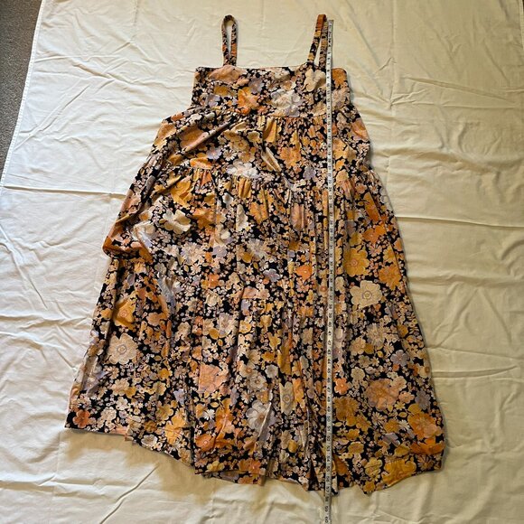 Free People Park Slope Maxi Dress Dark Combo With Pockets Size Large - Picture 12 of 16